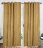 Gold Polyester And Chenille Solid 7 Ft Light Filering Eyelet 2 Door Curtains