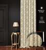Golden Bloom Beige Blackout Jacquard Polyester Curtains for Door Pack of 2