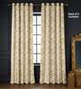 Golden Bloom Beige Blackout Jacquard Polyester Curtains for Door Pack of 2