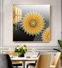 Golden Bloom Glass Finish Square Wall Art