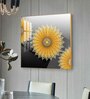 Golden Bloom Glass Finish Square Wall Art