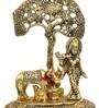 Golden Brass 6.6 Inches Lord Krishna Idol Statue
