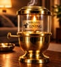 Golden Brass Adjustable Akhand Deep Diya with Glass Cover, 48 Hour Burn Time