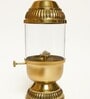 Golden Brass Akhand Deep Diya with Glass Cover and Side Wick Lever