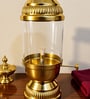 Golden Brass Akhand Deep Diya with Glass Cover and Side Wick Lever
