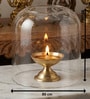 Golden Brass Diya with Borosilicate Glass Dome Cover