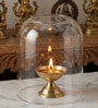 Golden Brass Diya with Borosilicate Glass Dome Cover