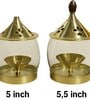 Golden Brass Akhand Diya with Curved Glass Globe and Dome Lid
