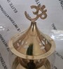 Golden Brass Akhand Diya with Om Lid and Curved Glass Cover