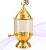 Golden Brass Akhand Diya with Swastik Glass Cover and Wick Lifter