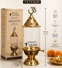 Golden Brass Akhand Diya with Swastik Glass Cover and Wick Lifter