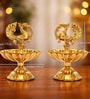 Golden Brass Peacock Design Pooja Diya