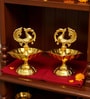 Golden Brass Peacock Design Pooja Diya