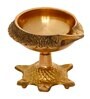 Golden Brass Diya With Tortoise Base Set Of 2By