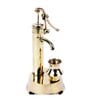 Golden Brass Hand Pump With Matki Abstract Vintage Decor Showpiece