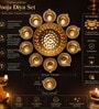 Golden Brass Urli Bowl with Diya Set Golden Brass Urli Bowl with Diya Set