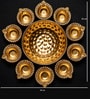 Golden Brass Urli Bowl with Diya Set Golden Brass Urli Bowl with Diya Set