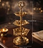 Golden Brass Peacock Three-Tier Diya