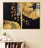 Golden Butterflies Flying Acrylic Framed Art Panel (Set Of 2)