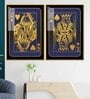 Golden Card Of King And Queen Acrylic Framed Art Panel (Set Of 2)