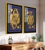 Golden Card Of King And Queen Acrylic Framed Art Panel (Set Of 2)