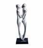 Silver Couple Abstract Figurine Statue In Raw Finish