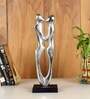 Silver Couple Abstract Figurine Statue In Raw Finish