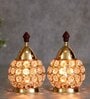 Golden Crystal And Brass Akhand Diya  Set of 2