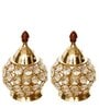 Golden Crystal And Brass Akhand Diya  Set of 2