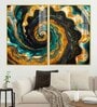 Golden Crystal Circular Shape Acrylic Art Framed Art Panel (Set Of 2)
