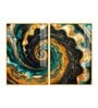 Golden Crystal Circular Shape Acrylic Art Framed Art Panel (Set Of 2)