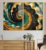 Golden Crystal Circular Shape Acrylic Art Framed Art Panel (Set Of 2)