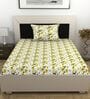 Golden Daffodil Floral 144 Tc Cotton Single Bedsheet With Pillowcover