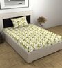 Golden Daffodil Floral 144 Tc Cotton Single Bedsheet With Pillowcover