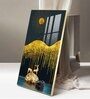 Golden Deer Essence Glass Finish Vertical Wall Art