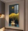 Golden Deer Essence Glass Finish Vertical Wall Art