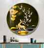 Golden Deer With Green Background Acrylic Round Wall Art