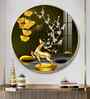 Golden Deer With Green Background Acrylic Round Wall Art