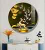 Golden Deer With Green Background Acrylic Round Wall Art
