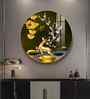 Golden Deer With Green Background Acrylic Round Wall Art