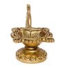 Golden Ethnic Carved Brass Diya With 4 Wicks For Pooja Room And Temple