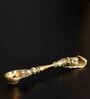 Golden Ethnic Carved Brass Long Stick Diya With 1 Wick For Pooja Room And Temple