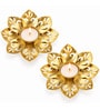 Golden Floral Metal Tealight Holders with Intricate Cutwork Design and Tealight Candle 2 Pcs