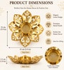 Golden Floral Metal Tealight Holders with Intricate Cutwork Design and Tealight Candle 2 Pcs