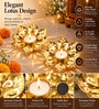 Golden Floral Metal Tealight Holders with Intricate Cutwork Design and Tealight Candle 2 Pcs