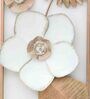 Golden Flower Abstract Metal Wall Art in White Colour
