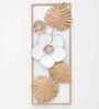 Golden Flower Abstract Metal Wall Art in White Colour