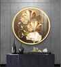 Golden Fusion Petal Acrylic Round Wall Art