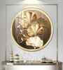 Golden Fusion Petal Acrylic Round Wall Art