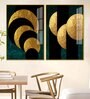 Golden Geometric Circles Shapes Art Acrylic Framed Art Panel (Set Of 2)